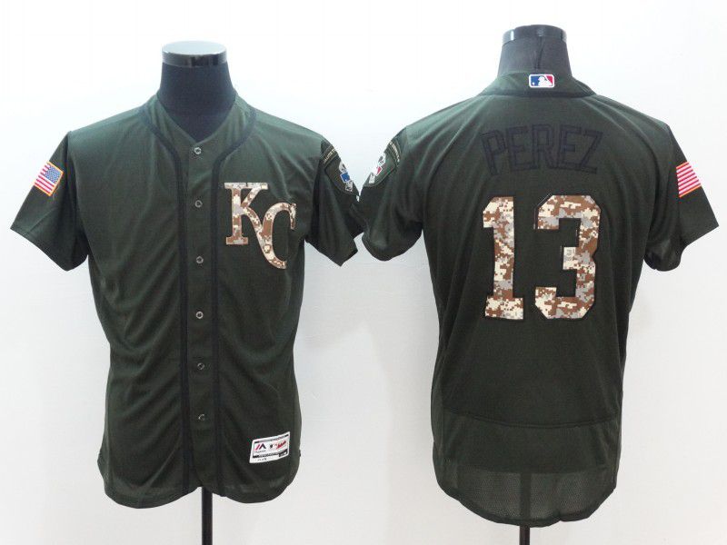 Men Kansas City Royals #13 Perez Green Camo Elite 2022 MLB Jersey-0
